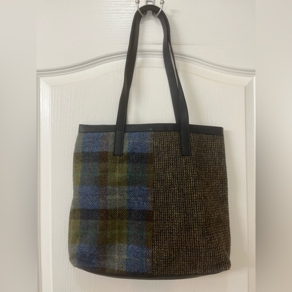 Harris Tweed x Peter James Blue Green Tweed Tote Shoulder Bag - Picture 5 of 10